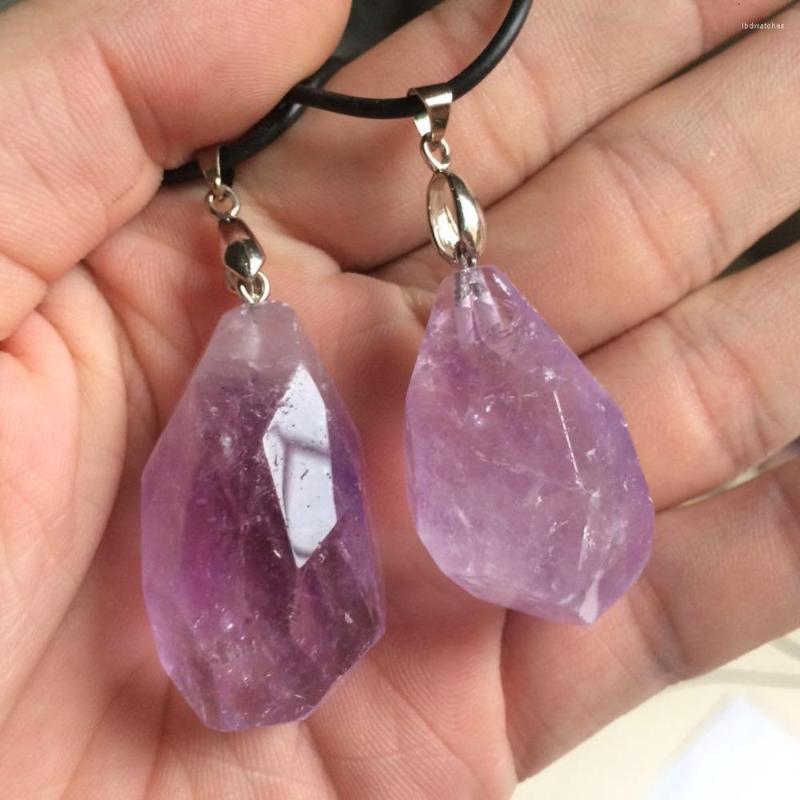 

Pendant Necklaces Oval Faceted Natural Amethysts Stone Gem For Woman Gift