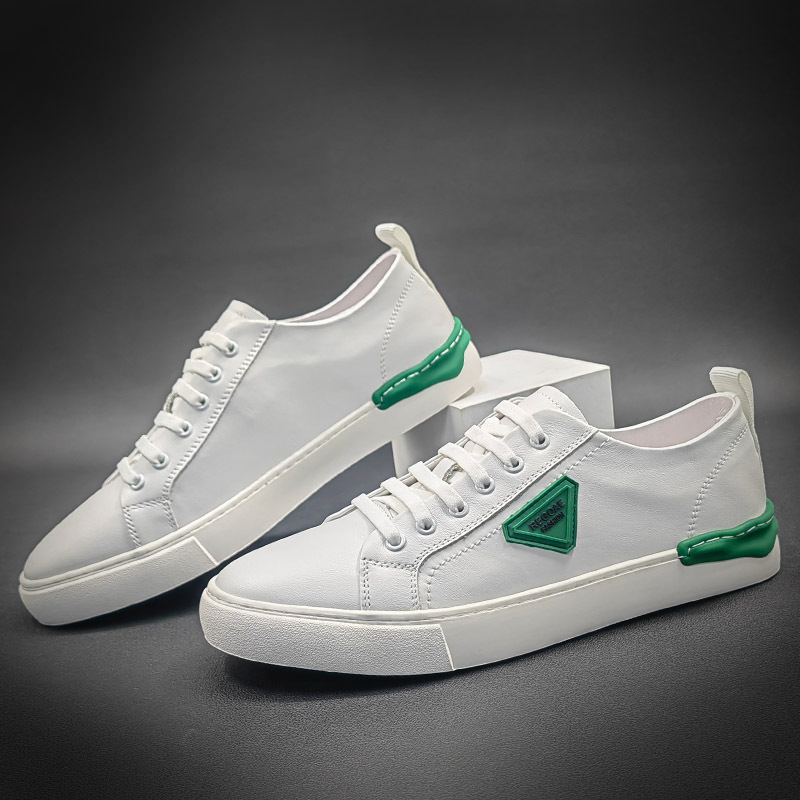 

White Shoes Men's Shoes Trend Men's Small White Shoes Leather Board Shoes Boys Shoes All Match Flat Shoes