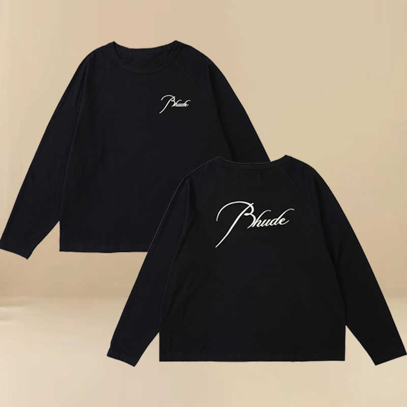 

Designer Clothing Hoodies Fashion Sweatshirts Trend Brand Rhude Embroidery High Street INS Raglan Autumn Pure Cotton Long Sleeve T-shirt Underlay Shirt Men, Shipping fee