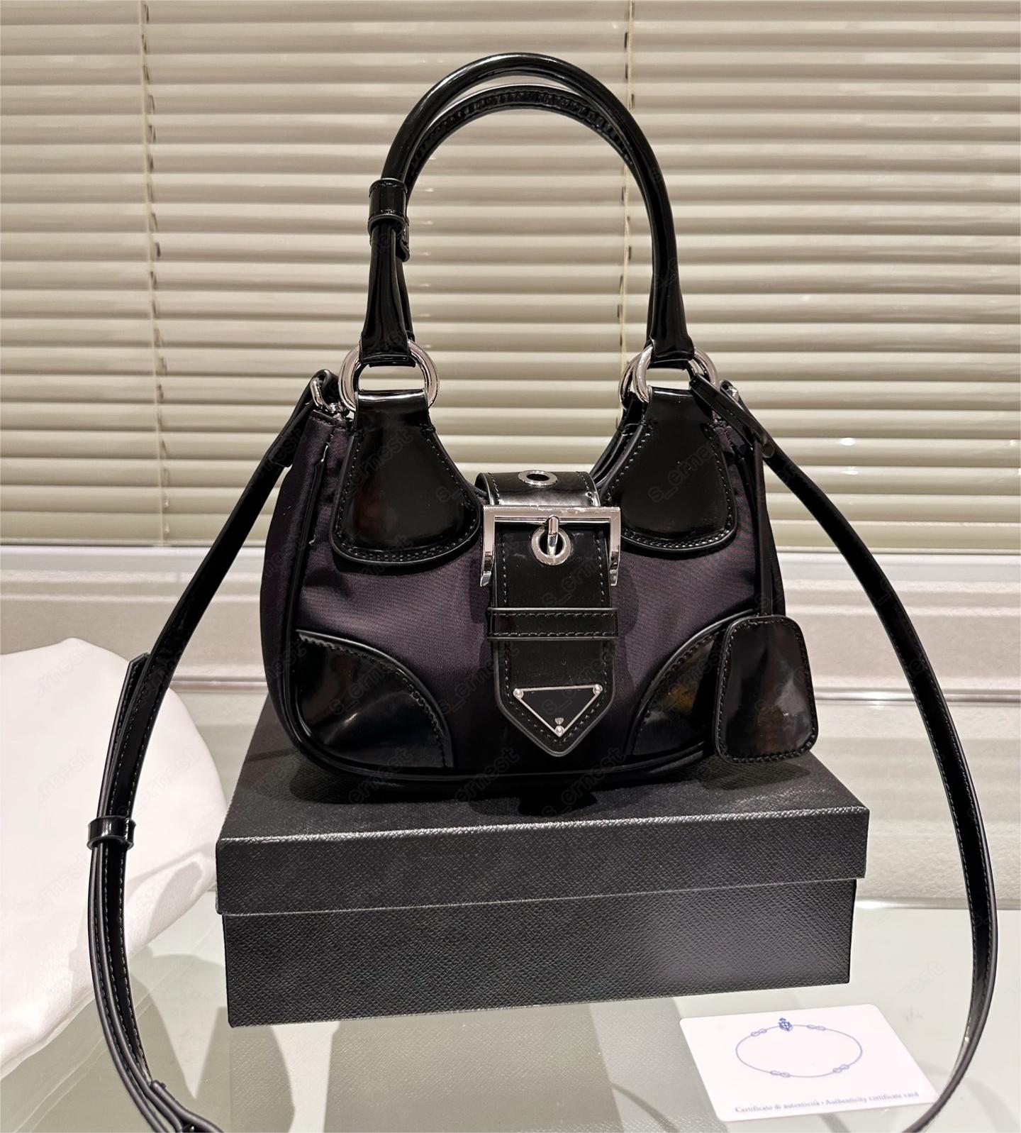 

Shoulder Bags luxurys designers bag women handbags leather totes Moon Re-Nylon messenger crossbody with box, Black +nylon smalll