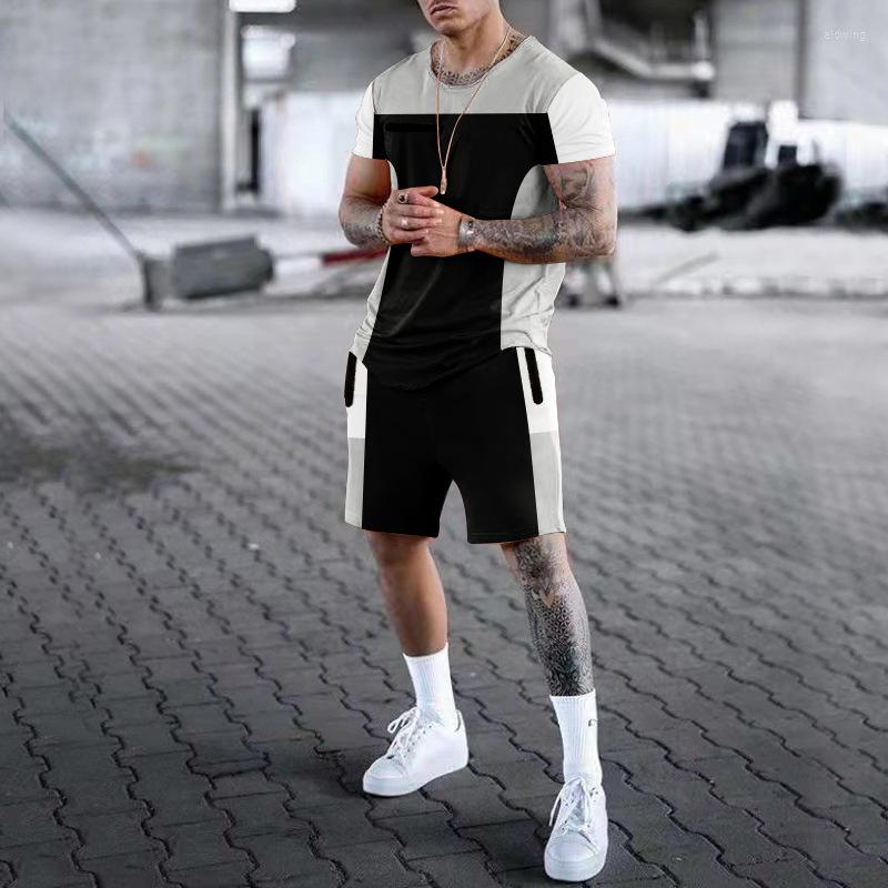 

Men' T Shirts Summer Fashion Round Neck T-shirt Set Colored 3D Printing Men' Shorts Unisex Street Leisure Sports Suit