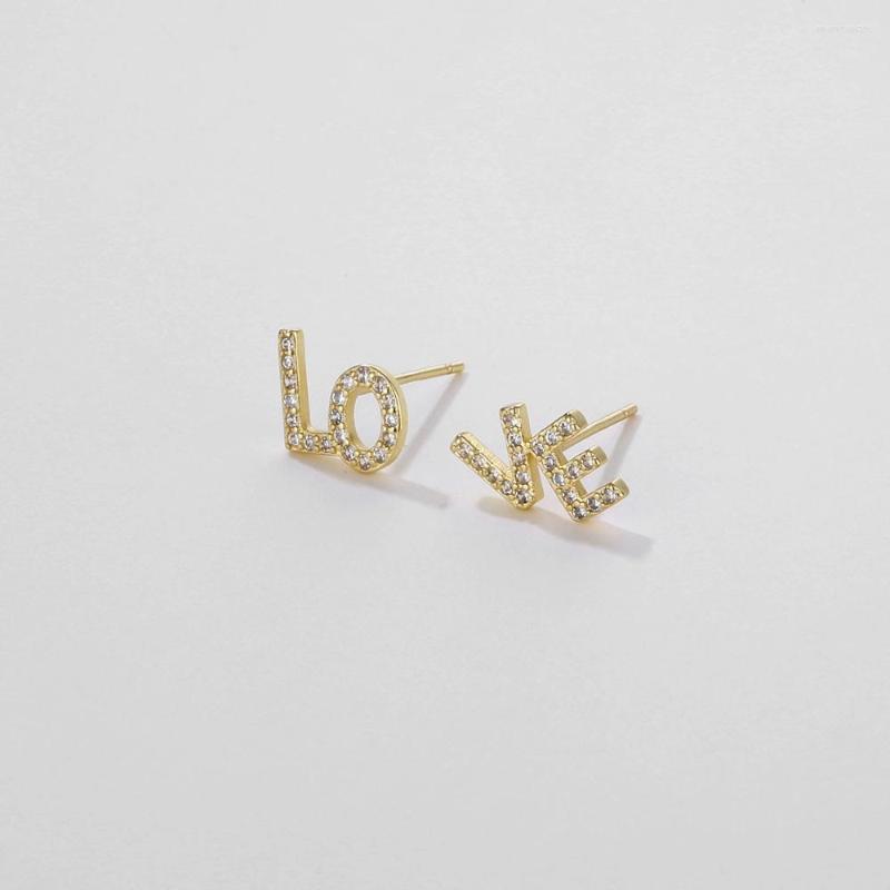 

Hoop Earrings Silver Gold Color Clear Zircon CZ LOVE Letter Stud Earring Piercing Luxury Jewelry 2023 Wedding Crystal Jewels Accessories