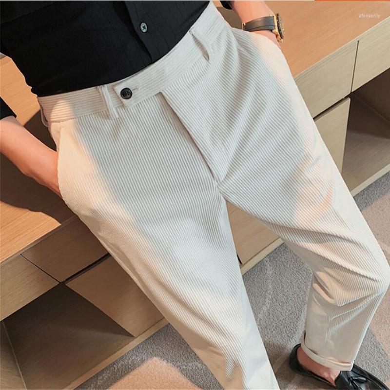 

Men's Suits 2023 Brand Clothing Men Winter Leisure Corduroy Suit Trousers/Male Slim Fit Fashion Business Pants Plus Size 29-36, Beige