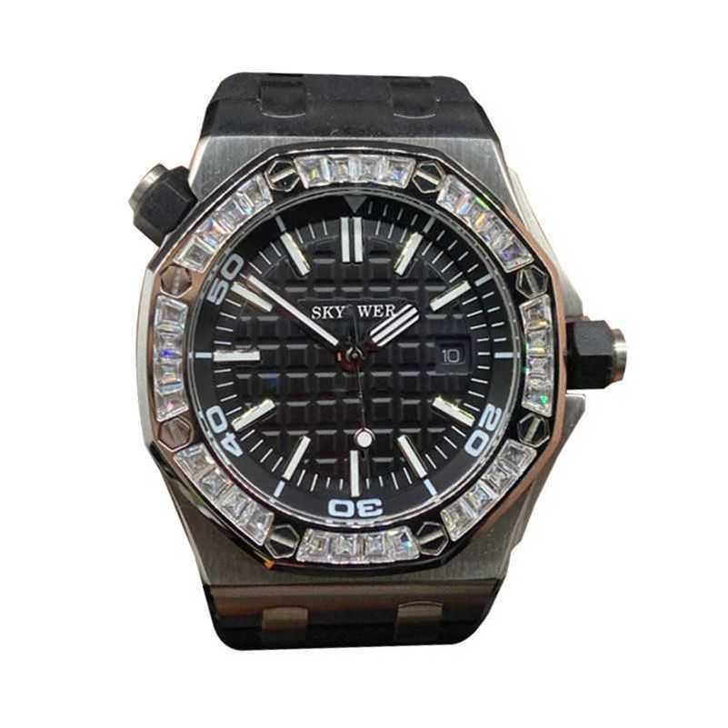 

Luxury milles Round AllSky Star Fashion Trend Large Dial Cut-out Personality Fully Automatic Mechanical Sports Glow Waterproof Watch Male ayw CIAU BD2X, Rose gold black face black watch band