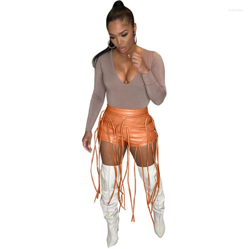 

Women's Shorts Casual Sexy Party Short Pants PU Leather High Waist Skinny Night Club Trousers Bandage Women, Silver