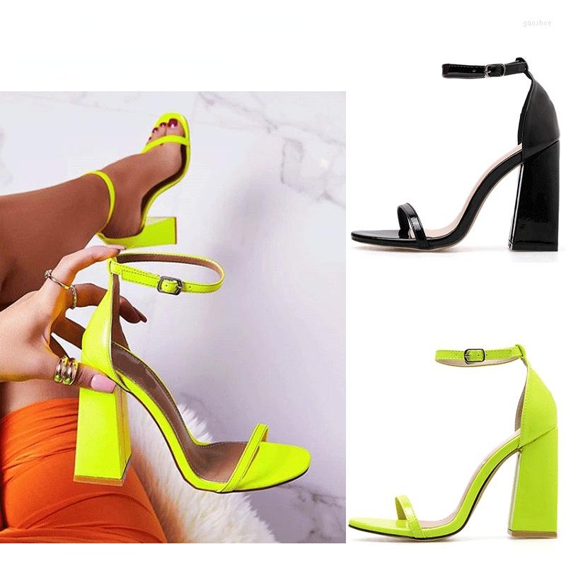 

Dress Shoes Euro-America Style Fashion Concise Women Sandals Buckle Strap Square Heel Solid All-match Casual Sexy Summer, Black
