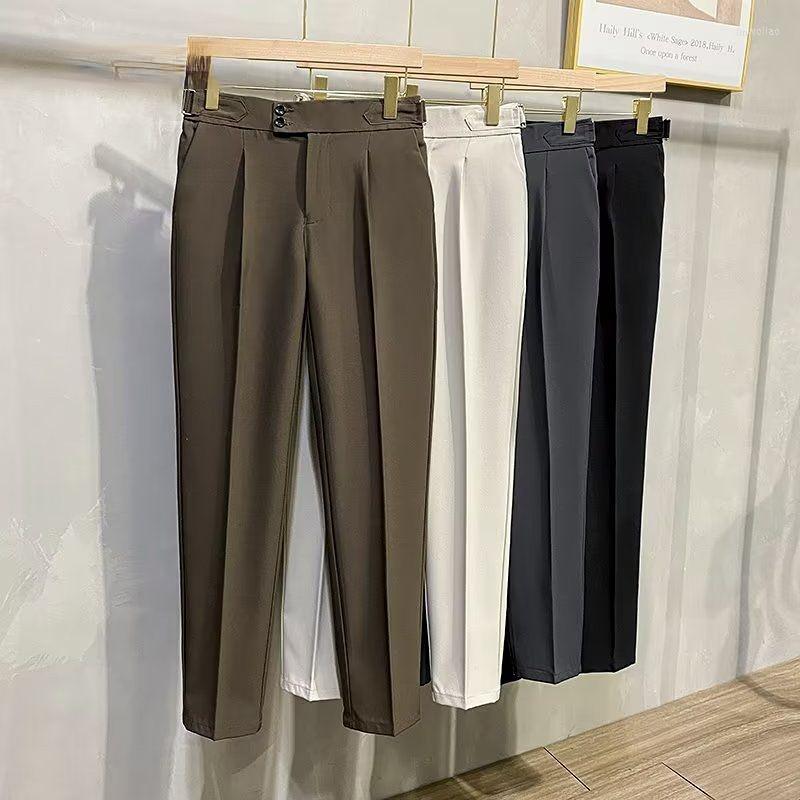 

Men's Suits Summer Solid Suit Pants Men Slim Fashion Social Mens Dress Korean Straight Casual Office Formal Trousers H178, Heise