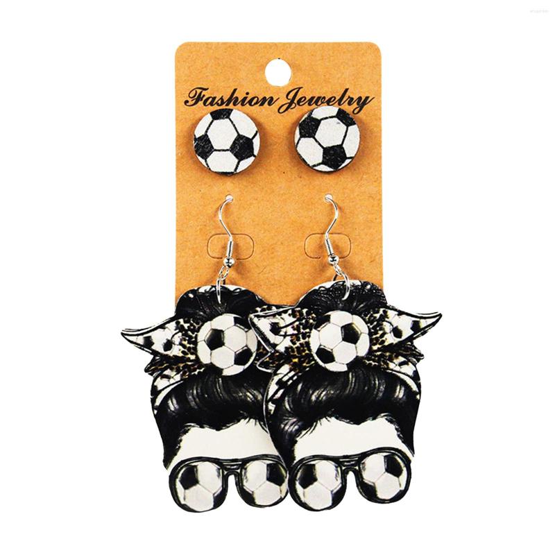 

Hoop Earrings Earings Set Cute Soccer PU Stud Dangle Football Basketball Volleyball Basebal Sports Fans Statement