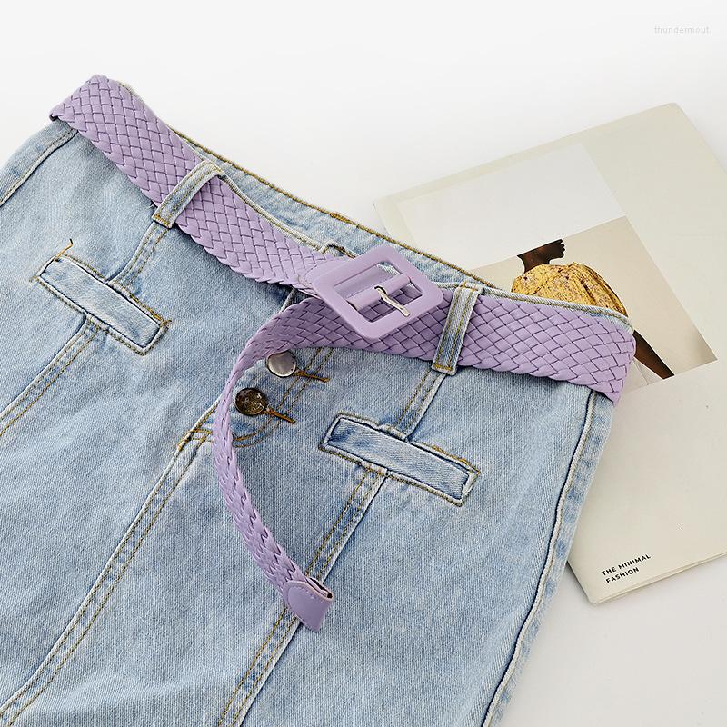 

Belts Women Vintage Casual Female Pin Buckle Waistband Braided Belt Ladies Dress Cummerbands Weave Waist Band, White