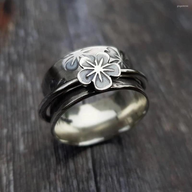

Cluster Rings Vintage Women's Wedding Ring Flower Silver Color Female Finger Girl Fashion Party Jewelry Valentine's Day Gift