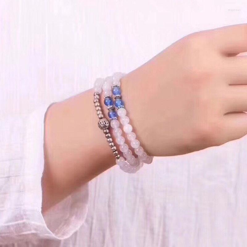 

Strand Wholesale JoursNeige White Crystal Bracelet Round Beads With Tibetan Silver Accessories Bracelets For Women Jewelry