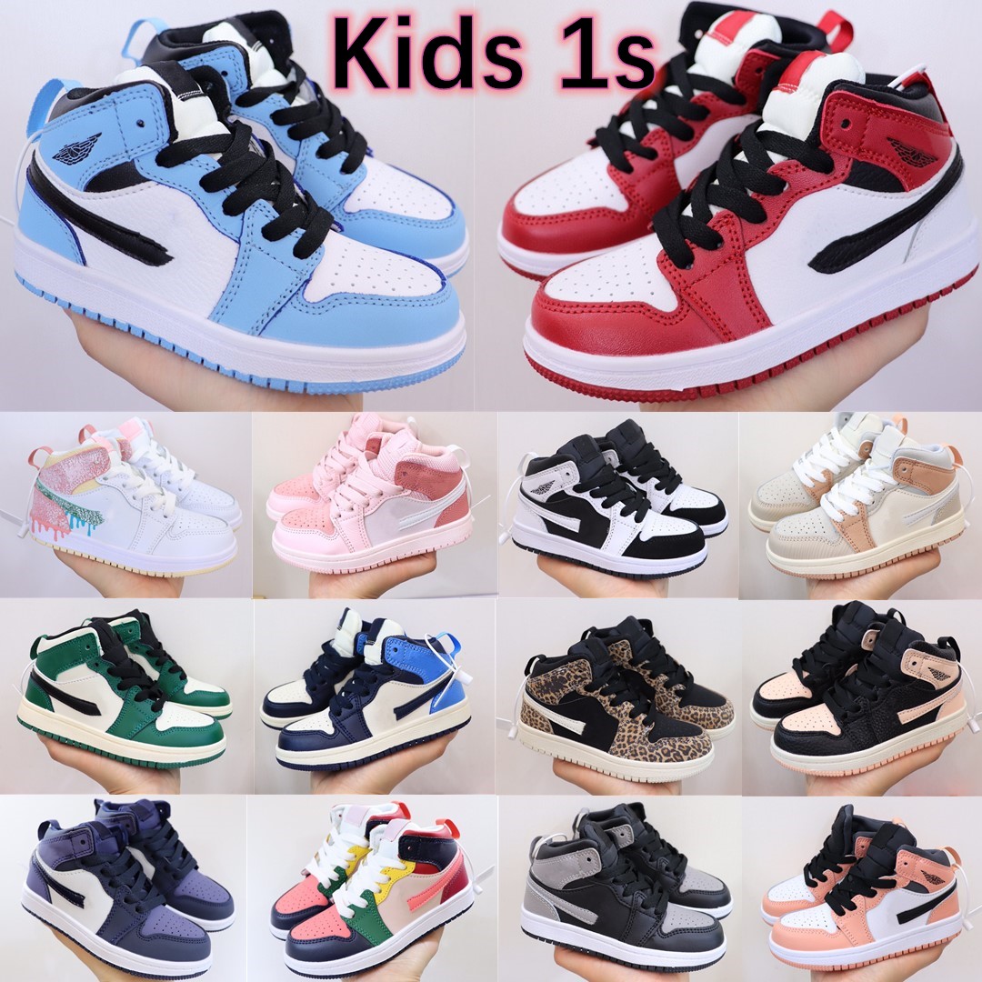 

Jumpman 1 1s Kids toddlers shoes Boys basketball shoe Children black mid sneaker Chicago designer blue trainers baby kid youth infants Sports Athletic