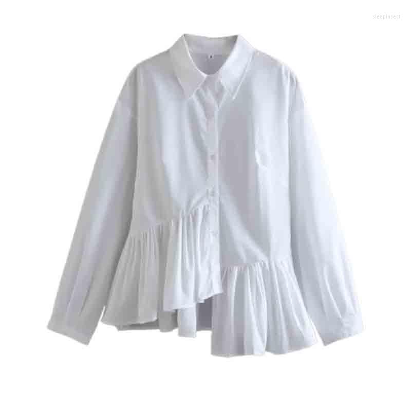 

Women' Blouses Suninbox Irregular Shirts For Women Button-up White Blouse Female Long Sleeve Top Summer Casual Shirt And Tops