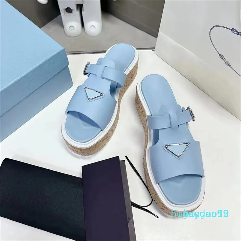 

Rubber wedge Platform slippers smooth vintage sandals for women designer shoes casual flats 2023, Black