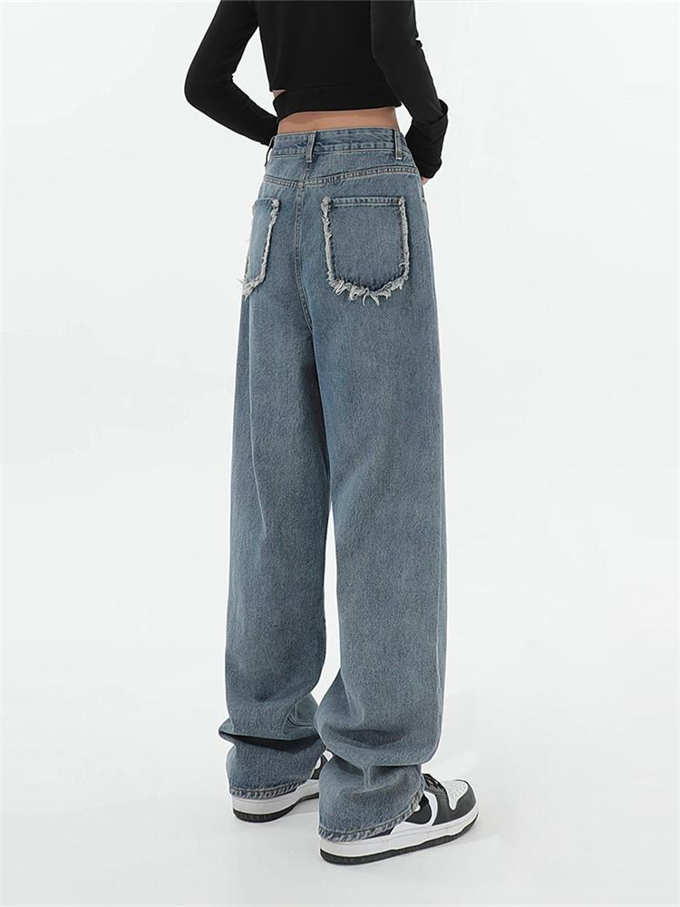 

Jeans Streetwear High Waist Women's Fashion Jeans Woman Girls Women Wide Leg Pants Trousers Female Jean Femme Denim Bagge Mom Jeans, Blue