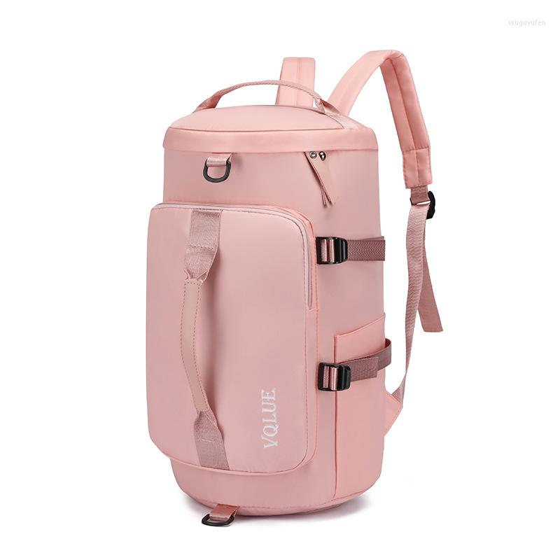 

School Bags Large Capacity Backpack Women Oxford Cloth Waterproof Travel Sports Yoga Fitness Bag Wet Dry Separation Shoulder, Black