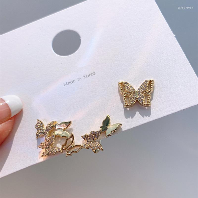 

Dangle Earrings Fairy Shiny Rhinestone Asymmetric Butterfly For Women 2023 Gold Color Metal Small Statement Drop Jewelry