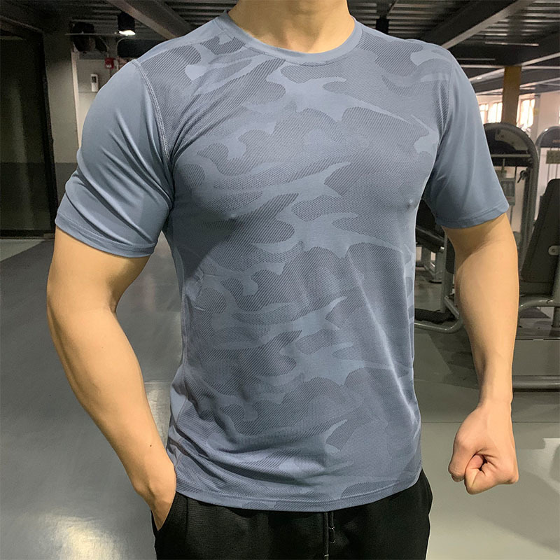 

Men's T-Shirts New summer camouflage breathable Quick Dry Men Running T-Shirts Gym Fitness Workout Jogging Sports elastic Sportswear Jersey 230420, R410 white