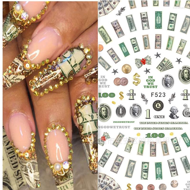 

Nail Stickers Art Decals Of 100 Dollar Sign Bill Accessories Paper Money Design Self Adhes Manicure Tips Decoration, 22