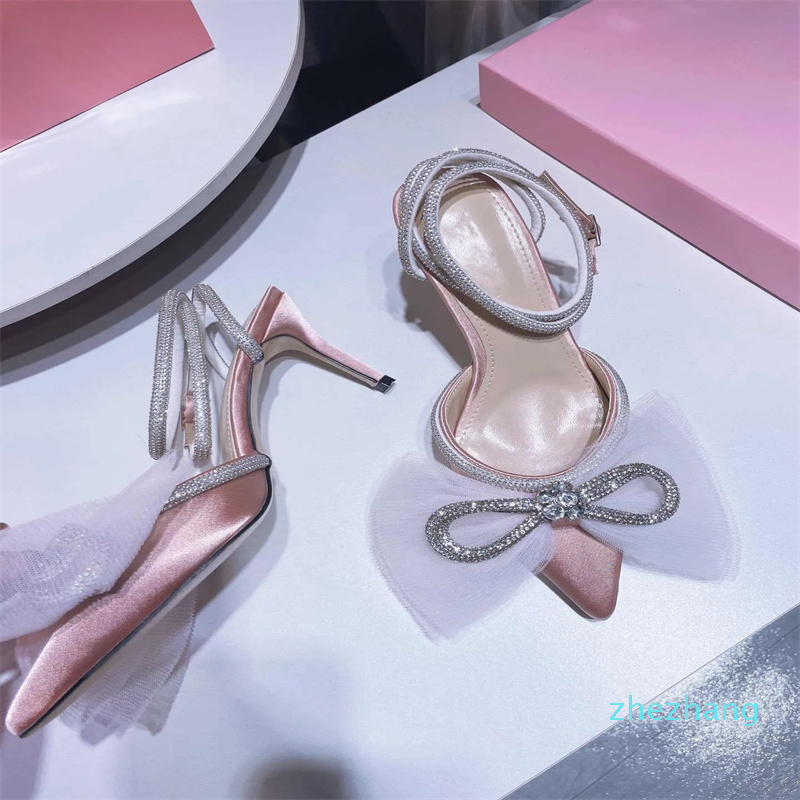 

2023 Summer New Sandals Luxury Designer Women's Fashion Versatile Lace Bow Dress Shoes Minimalist Banquet Party