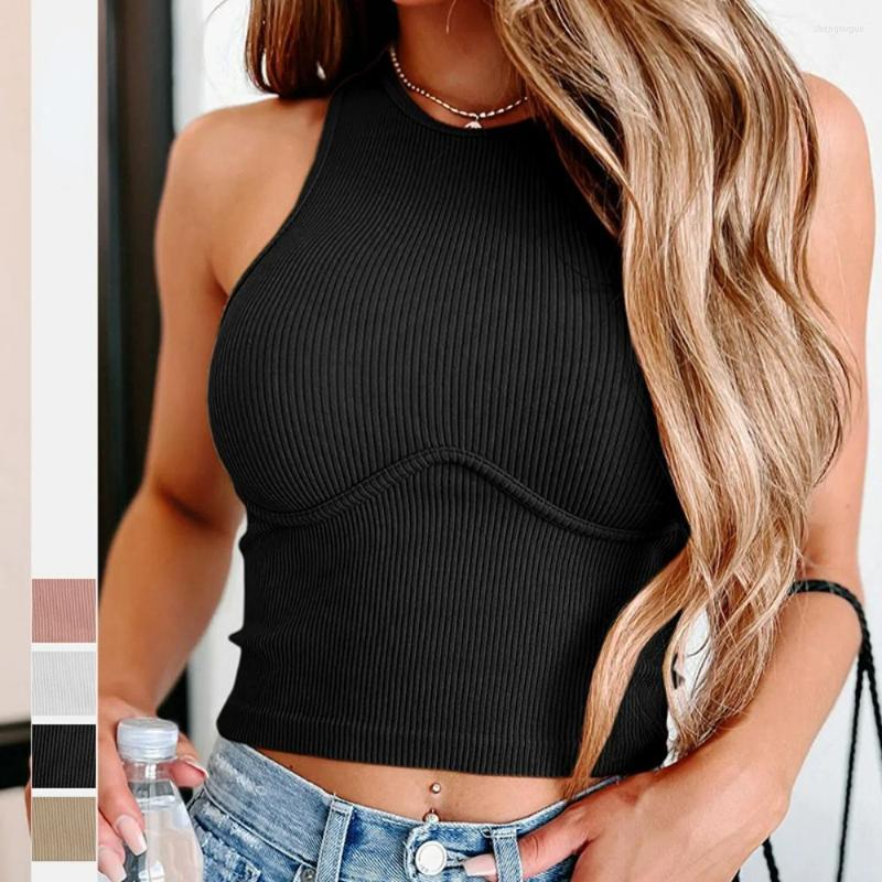 

Women' Tanks 2023 Summer Vintage White Short Vest Women Solid Color Ribbed Sexy Tank Top Korean Fashion Y2k Streetwear Sleeveless, Black