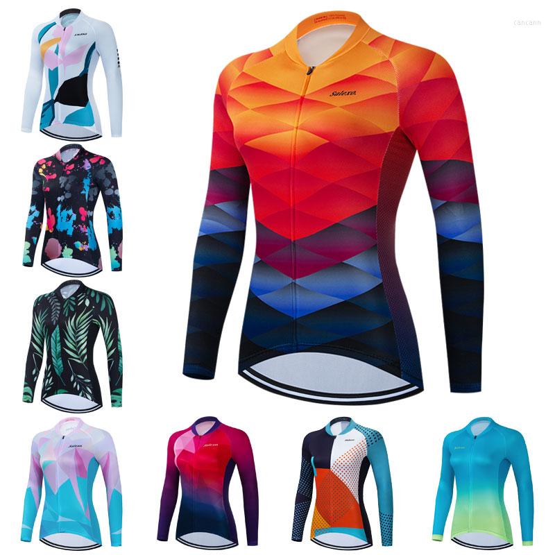 

Racing Jackets 2023 Salexo Cycling Jersey Women Road Race Bike Shirts Long Sleeve Clothing Bicycle Jacket MTB Ropa Ciclismo Maillot