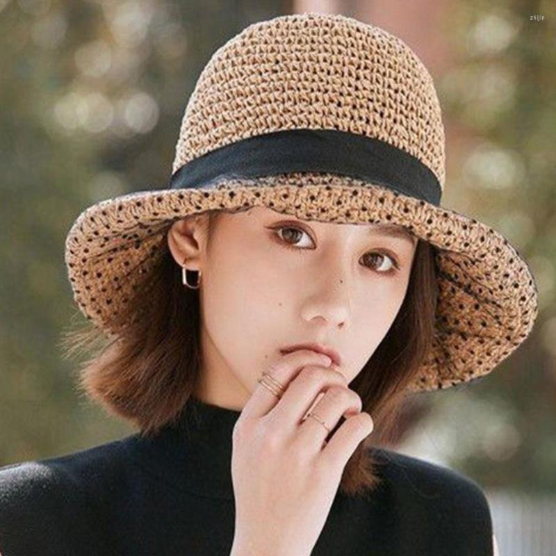 

Wide Brim Hats Fashion Lace Women Straw Hat Summer Beach Casual Panama Lady Cap Girls Sun, Beige