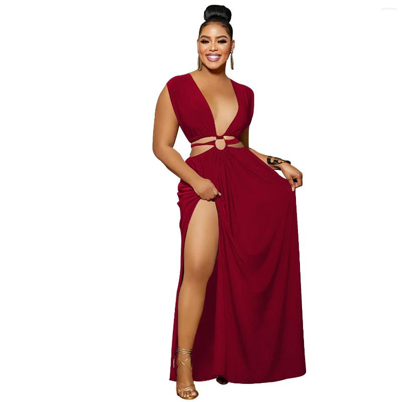 

Casual Dresses Cutubly Robe Street Partywear Backless Festival V-Neck Sleeveless Long Dress Women Lady Skirts Vestidos, Black