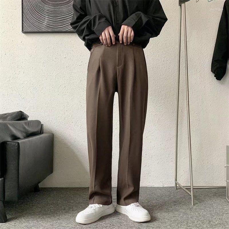 

Men's Suits Sagging Straight Suit Pants For Men In Autumn High Grade Semi-elastic Waist Wide Leg Casual Korean Version, Brown