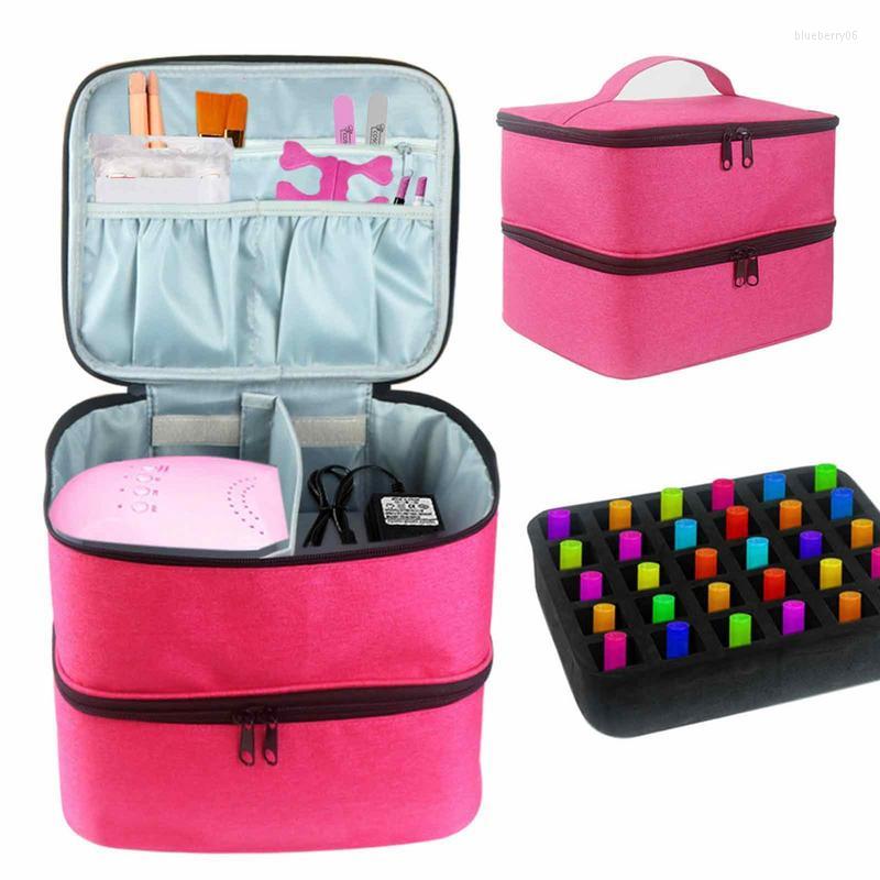 

Nail Art Kits Polish Carrying Case Organizers And Storage 30 Bottles Double-Layer Bag-Holds