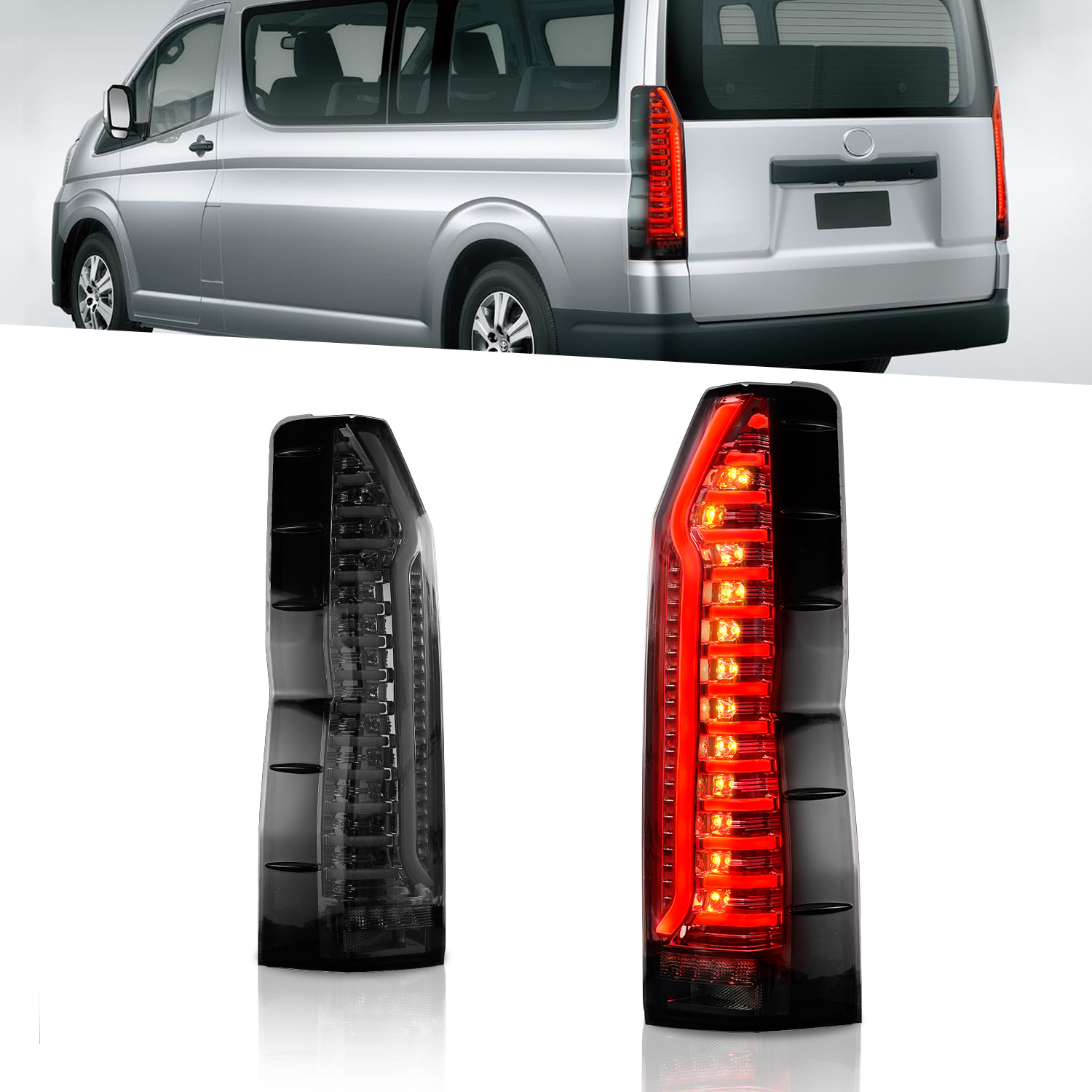 

Full LED Taillight For TOYOTA HIACE 20 19-2022 Upgrade Taillights Streamer Turn Signal Lights Reverse Running Lamp