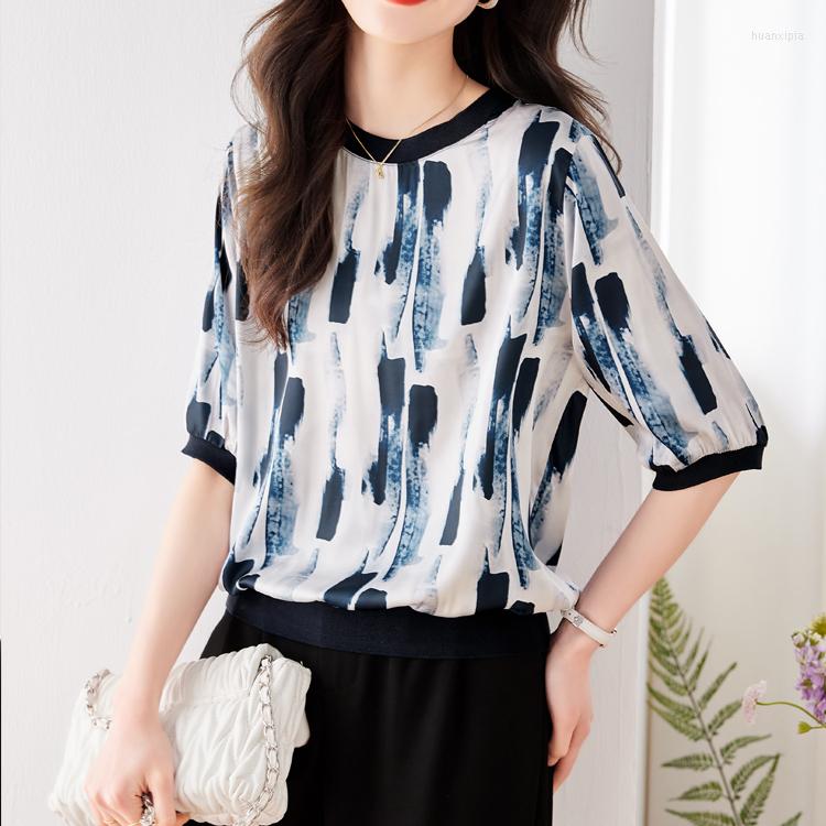 

Women's Blouses Printed T Shirts Women Half Sleeve Gradient Tees Camisas De Mujer