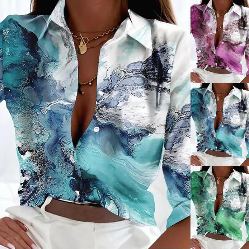 

Women's Blouses Women's Shirt Blouse Graphic Abstract Button Print Long Sleeve Casual Baggy Vintage Elegant Flower Ethnic, Green