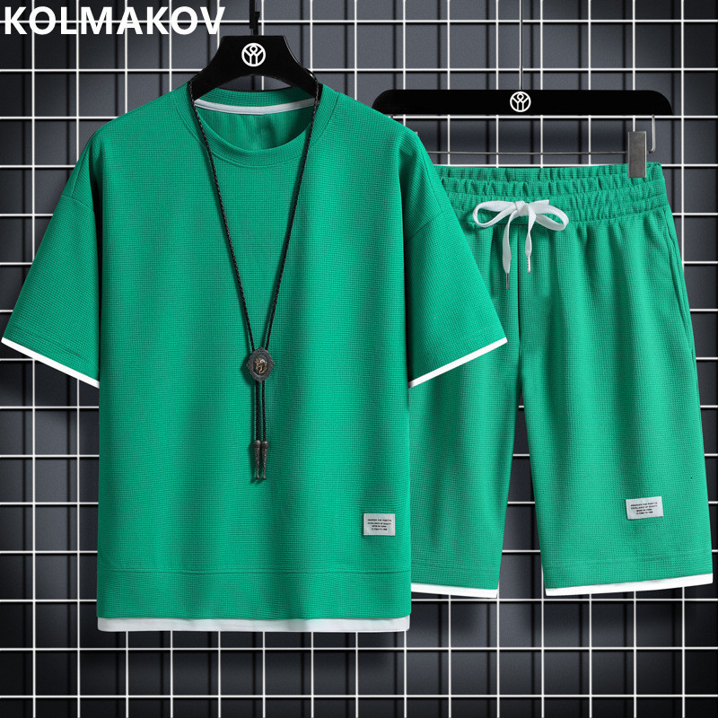 

Mens Tracksuits Summer Mens Classic Fashion Trend Solid Color TwoPiece Mens Casual Loose Large Size HighQuality Sports Suit M4XL 230419, 104