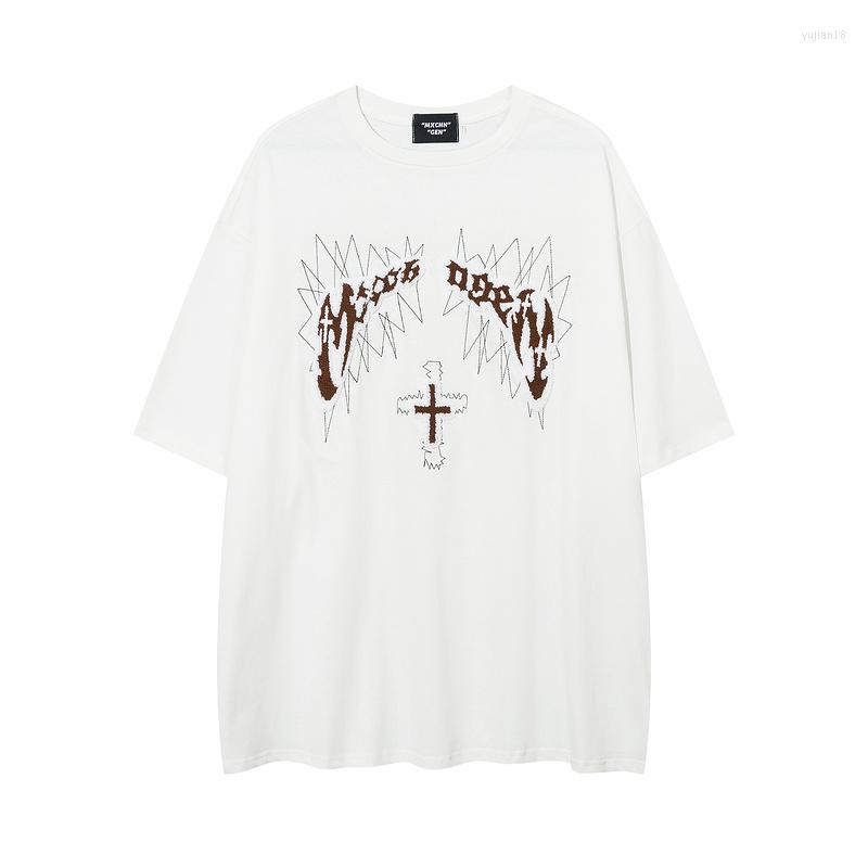 

Men's T Shirts 2023 Unisex Summer Retro Towel Embroidery Shirt For Men Cotton Harajuku Top Tees Couple Black White Streetwear Ropa