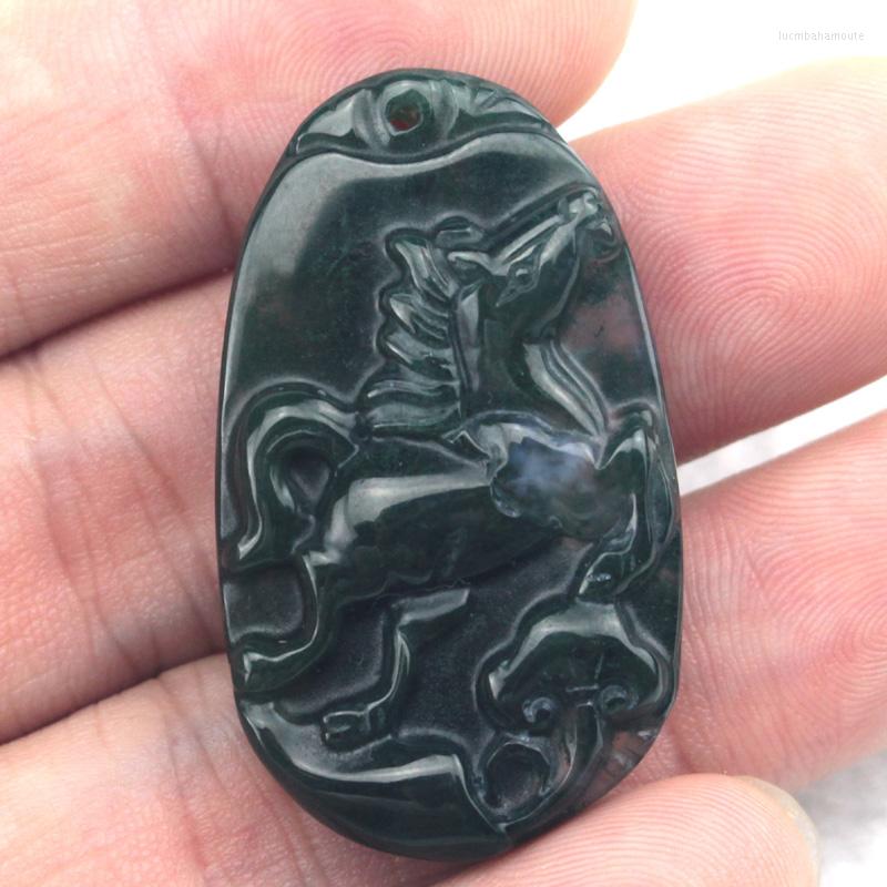 

Pendant Necklaces 24x41mm Natural Moss Agate Stone DIY Jewelry For Woman Gift Wholesale