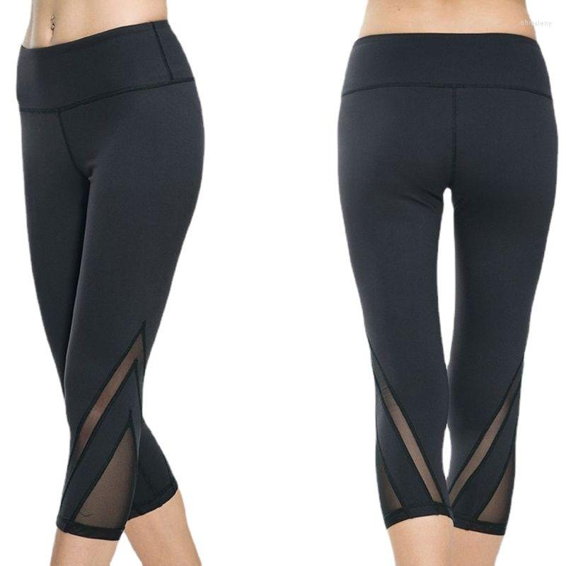 

Active Pants Sexy Mesh Leggings Summer Women's Clothing Hollow Out Black Sports Yoga Fashion High Waist Elasticity Splicing