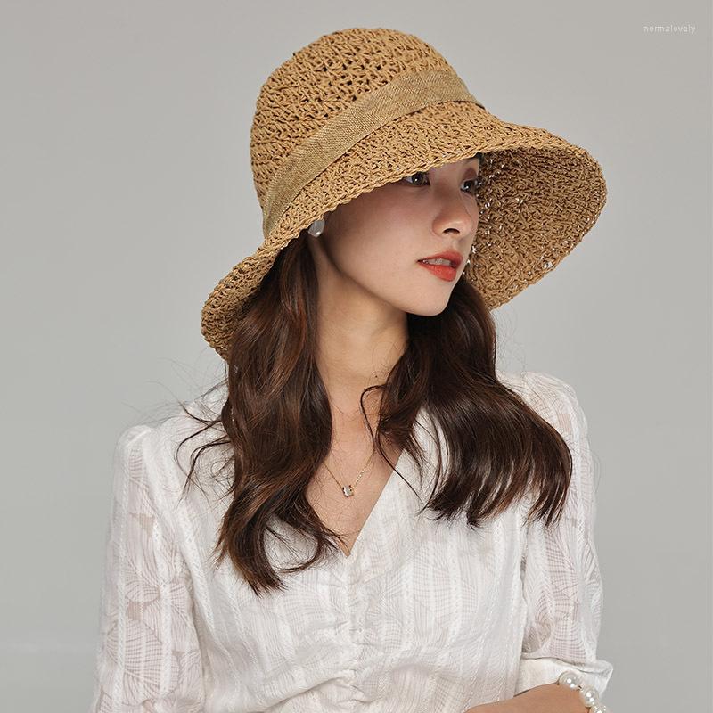 

Wide Brim Hats Folding Straw Hat Women's Summer Outing Sun Visor Holiday Cool Seaside Beach Tide Wholesales, Beige
