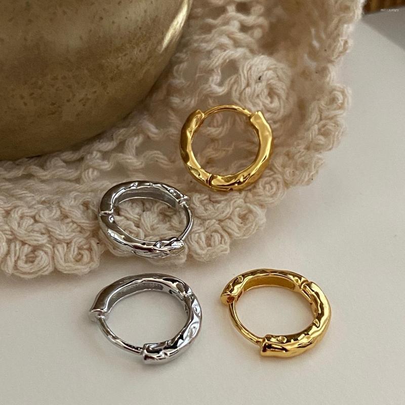 

Hoop Earrings Gold Silver Color Chunky Thin Hammered For Women Girl's Vintage Jewelry Stainless Steel Aretes Para Mujer