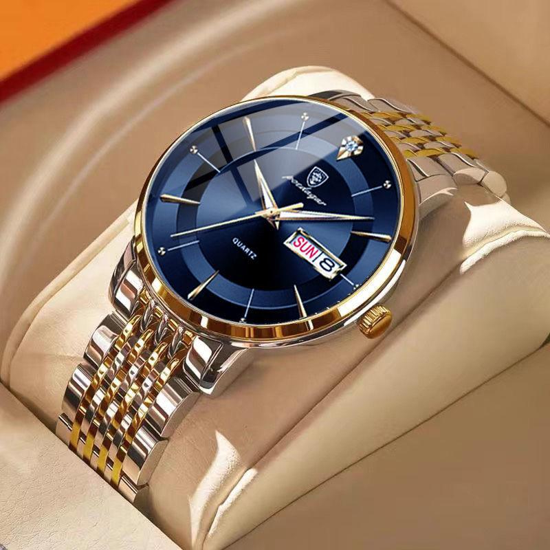 

Wristwatches Authentic Quartz Watch Stainless Steel Waterproof Mens Wristwatch Calendar Date Original Watches Man Multifunction A4297Wristwa