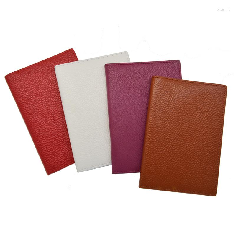 

Card Holders Soft Genuine Leather Litchi Grain Passport Holder Solid Blank Candy Color Cover For The Custom Name/, Black