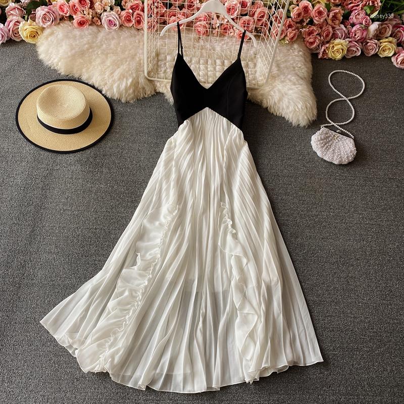 

Casual Dresses Summer Robe 2023 Dress Women V Neck Long Party Sexy Tank Backless Spaghetti Strap Maxi Female Holiday Vestidos, Picture color