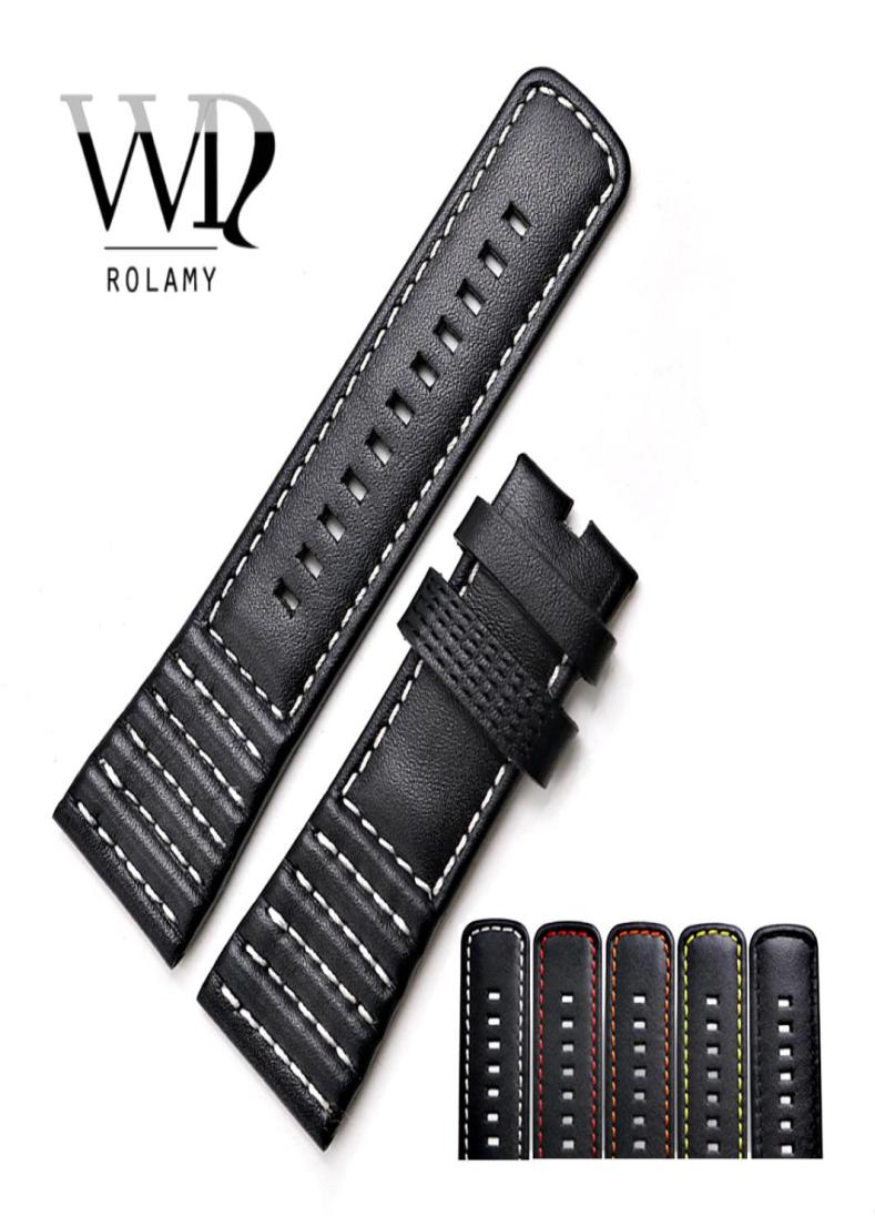 

CARLYWET 28mm Whole Real Leather With Black White Orange Red Yellow Stitches Wrist Watch Band Strap Belt5936479