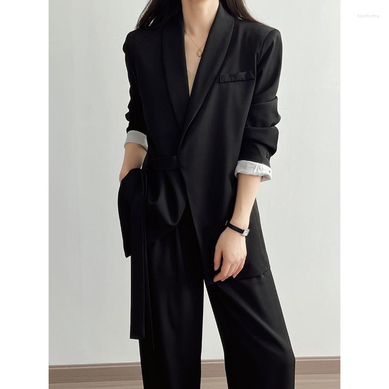

Women's Suits Temperament Suit Female 2023 Spring And Summer Jacket Casual Wide-leg Pants Two-piece Office Leg Set, Pink pants