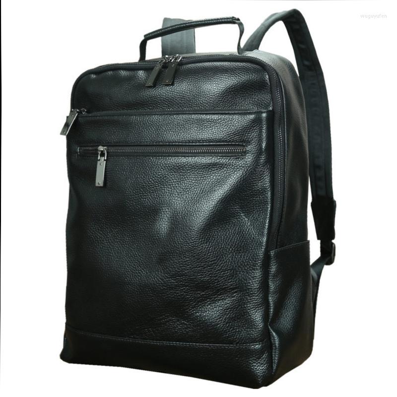 

Backpack Genuine Leather Men Fashion Large Capacity Shoolbag For Teenager Real Cow Laptop Male Notebook Bag, Picture shown