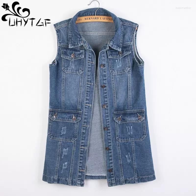 

Women's Vests UHYTGF 2023 Autumn Winter Denim Vest Jackets Women's Korean Loose Vintage Jeans Waistcoat Female Casual Sleeveless Coat, Light blue short