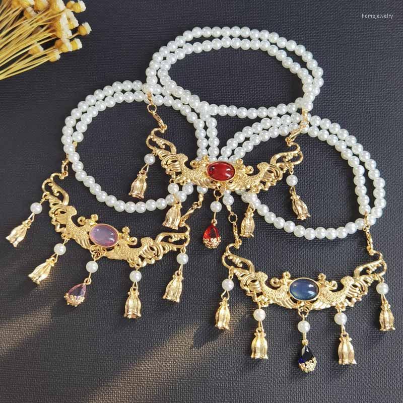 

Choker Vintage Chinese Ming Dynasty Necklace Hanfu Retro Fairy Soft Pearl Cosplay Accessories Forehead Hair Decoration
