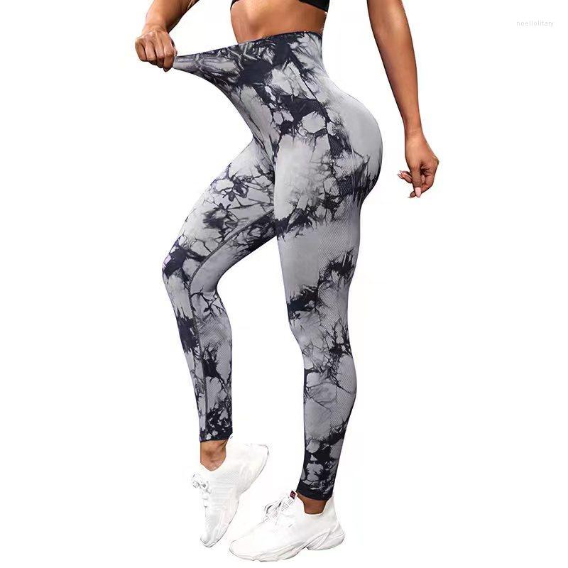 

Active Pants Tie Dye High Waist Slimming Push Up Seamless Yoga Leggings Fitness Running Workout Gym Sport Swear Pant Trousers Women Mujer, Light blue