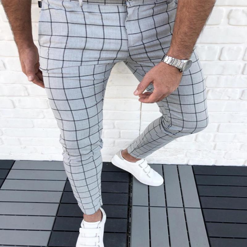 

Men's Pants 2023 Autumn And Winter Business Casual Classic Fashion Plaid All-match Slim Waist Pencil, Wine red plaid