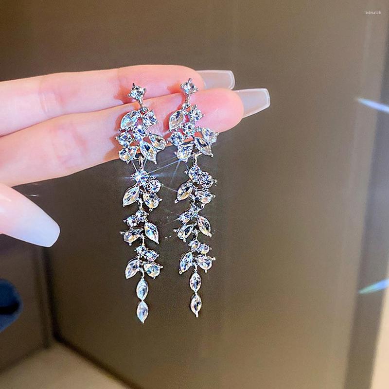 

Dangle Earrings Shiny Crystal Zircon Long For Women Trendy Geometric Wedding Hanging Drop Earring Fashion Party Vintage Wholesale